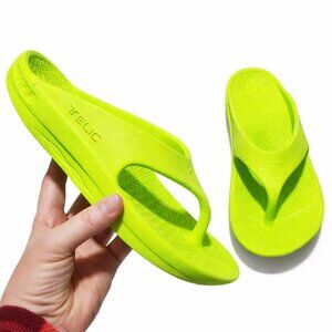 TELIC Energy Thong Flip Flop Sandals Recovery Light Key Lime Womens Medium, 9 US